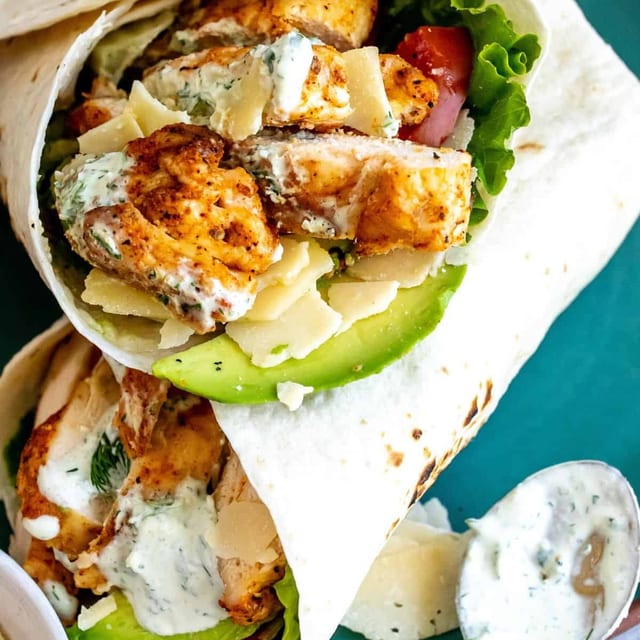 Chicken Wrap with Fries.